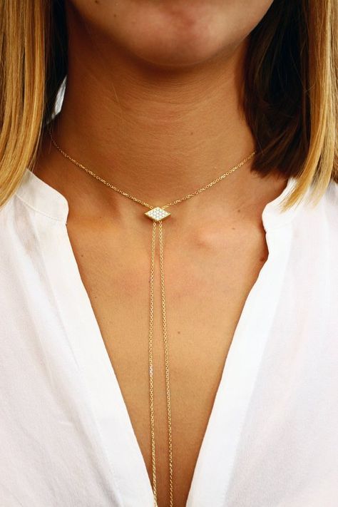 Gold Lariat Necklace, Y Necklace, Diamond tie necklace, Tassel Necklace, Single Strand Lariat Necklace, Layering Necklace, 14k or 18k Gold This 18k yellow gold Y Necklace 40 cm long has a central Diamond rhombus charm (W 14.5 mm H 8.9 mm) . You can get this necklace in White gold, Gold-tone Lariat Necklace Gold Plated, Modern Yellow Gold Lariat Necklace, Yellow Gold Diamond Lariat Necklace With Long Drop, Minimalist Gold Y-shape Lariat Necklace, Gold-tone Lariat Necklace, Gold Lariat Necklace, Tie Necklace, Jewelry Organizer Diy, Diamond Jewelry Necklace