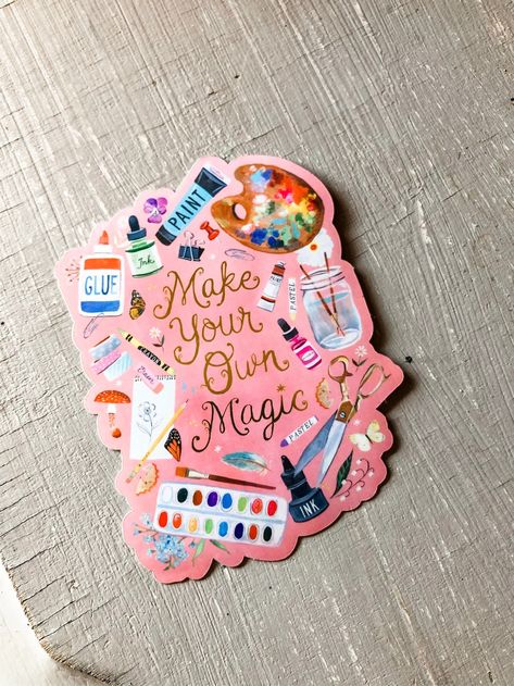 Make Your Own Magic Sticker - Etsy Katie Daisy, Making Crayons, 365 Project, Cool Stickers, Blog Design, Sticker Collection, Glossier Stickers, Metallic Gold, Cute Stickers