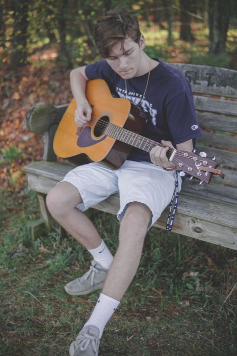 Guitar Pose, Man Playing Guitar, Playing Guitar, Pose Reference, Hd Wallpaper, Bench, Guitar, Grey