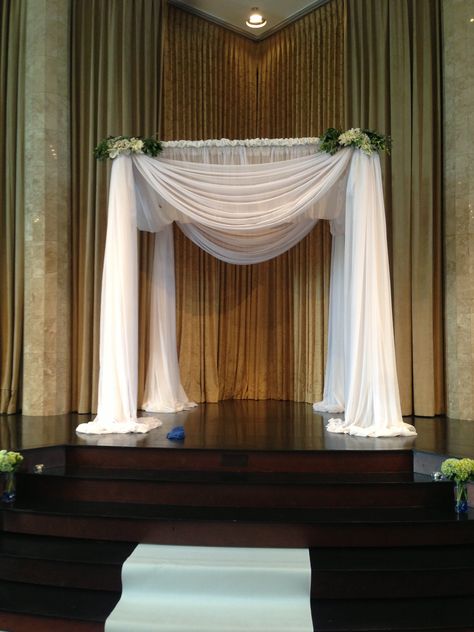 Rebecca Chatwin Events - Beautiful yet simple white Chuppah with drapery and added floral accents. Chuppah Simple, White Chuppah, Wedding Chuppah, Ceremony Inspiration, Walking Down The Aisle, Simple White, Black Decor, Oasis, Wedding Ideas