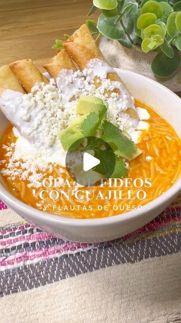 Food Reels, Tacos Dorados, Chile Guajillo, Fresh Recipes, November 13, Fresh Food, Cilantro, Soups, Nutrition