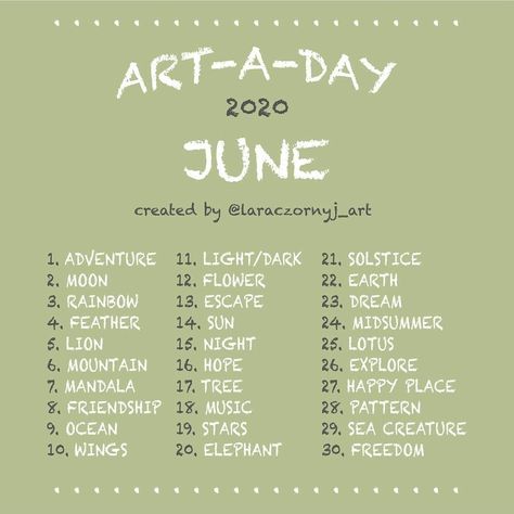 June Art Challenge, Oc Makers, June Art, Book Infographic, Prompts Journaling, Doodle A Day, Drawing Workshop, 30 Day Art Challenge, Sketchbook Challenge