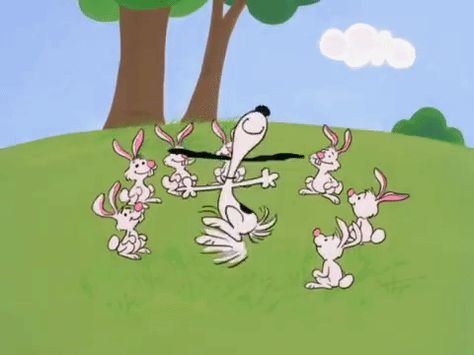 via GIPHY Snoopy Happy Dance Gif, Charlie Brown Dance, Peanuts Spring, Charlie Brown Easter, Snoopy Happy Dance, Easter Beagle, Bunny Friends, Snoopy Easter, Snoopy Dance