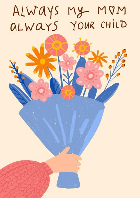 Mother’s Day Postcards, Happy Mother's Day Cute Illustration, Mothers Day Poster Design Ideas, Mothers Illustration, Mother Day Illustration, Mothers Day Illustration Art, Happy Mothers Day Illustration, Mothers Day Poster Design, Mothers Day Aesthetic