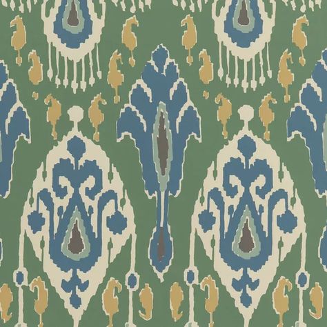 Ikat Bokhara - Emerald | Kravet Gp&j Baker, Bokhara Rugs, Pattern Design Inspiration, Walls Could Talk, Ikat Design, Fabric Inspiration, Ikat Print, Ikat Pattern, Wallpaper Calculator