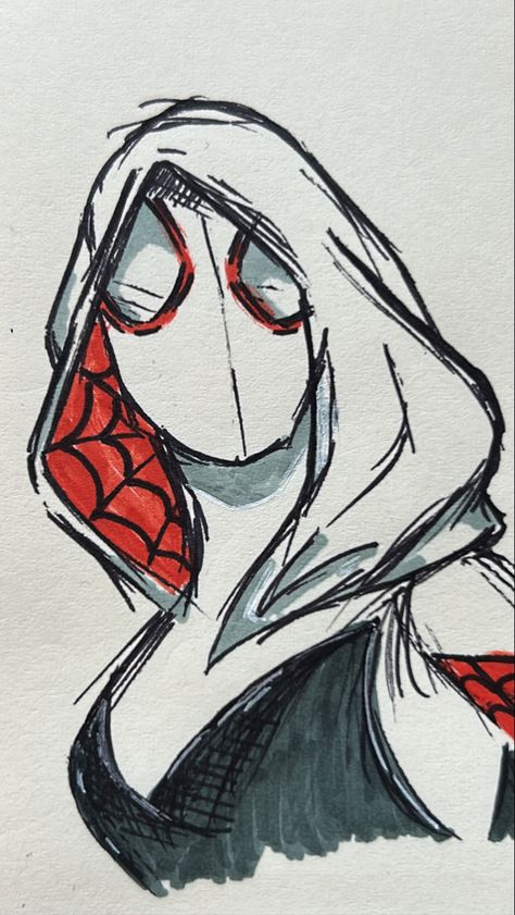 Gwen Spiderman Sketch, Art Sketchbook Spider Man, Spiderman Without Mask, Gwen Stacy Art Drawings, Ghost Spider Drawing, Spider Woman Drawing, Spiderman Drawing Reference, Spidergwen Drawing, Spiderman Drawing Ideas