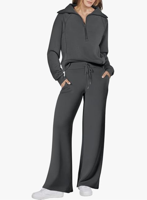 rest day, lululemon dupe ANRABESS Women 2 Piece Outfits Sweatsuit Set 2023 Fall Oversized Half Zip Sweatshirt Wide Leg Sweatpant Lounge Set Tracksuit Lazy Day Outfit, Rest Day, Sweatsuit Set, Half Zip Sweatshirt, Lounge Set, Lounge Sets, Oversized Sweatshirt, Comfy Casual, Zip Sweatshirt