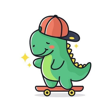 Dino Character Design, Funny Dinosaur Pictures, Kids Widgets, Running Dinosaur, Skateboard Tattoo, Dinosaur Vector, Dino Drawing, Tshirt Prints, Funny Sketches