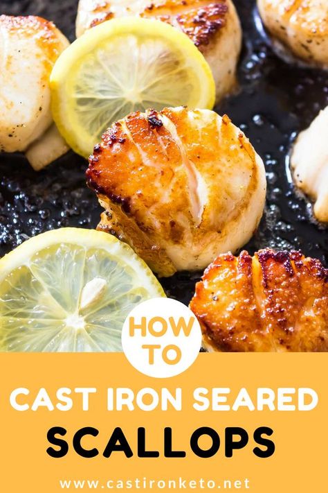 {#ad} HOW TO COOK SCALLOPS These easy scallops tips will have you making perfect scallops in no time! Perfect for cast iron cooking! In partnership with @delallofoods! #DeLalloEats How To Cook Scallops In Cast Iron, Scallops In Cast Iron Skillet, Cast Iron Scallops, Seared Scallops Cast Iron, How To Cook Scallops In Pan, Perfect Scallops, Egg Meals, How To Make Scallops, Scallops Recipes