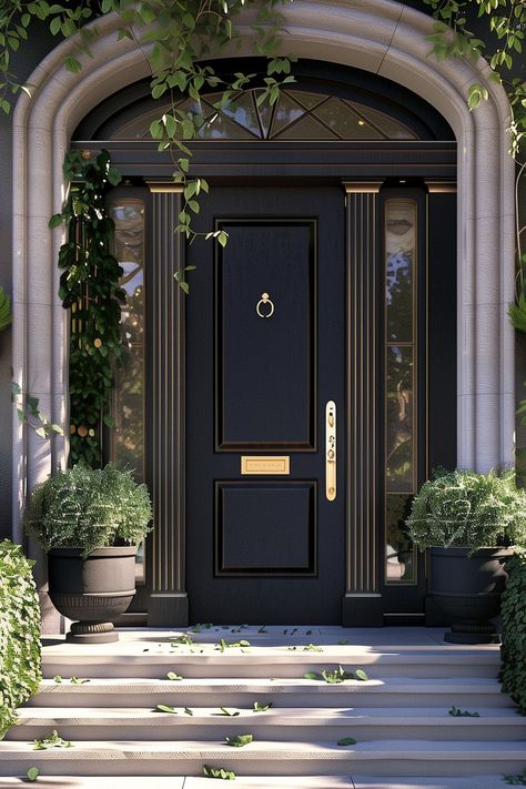 22 Inspiring Outdoor Entryway Ideas - Remodr Main House Gate Design, Outside Doors Entrance Front Entry, Front Door Inside Color, Elegant Front Doors, Classic Doors Entrance, Modern Entrance Door Front Entry Home, Main Door Decoration Ideas, Interior Front Door Black, Doors Exterior Entrance