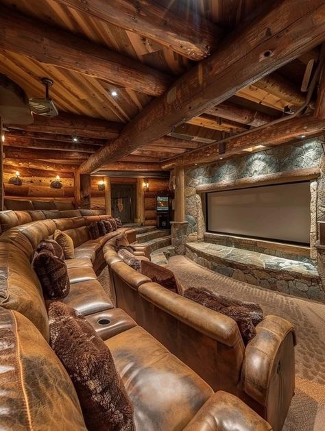 Big Couches Living Room, Big Couches, Fireplace In The Corner, Basement Family Rooms, Big Couch, Leather Couch Sectional, Cave Room, Theater Rooms, Couches Living