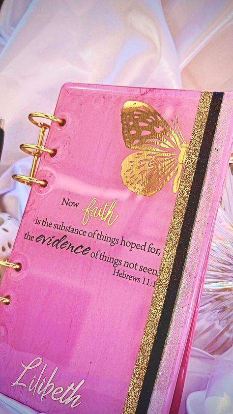 Inspirational Resin Notebook Resin Notebook Ideas, Resin Diary Cover Ideas, Resin Book Cover, Notebook Resin Cover, Resin Notebook, Resin Diary Cover, Resin Planner Cover, Sign Board Design, Faith Is The Substance