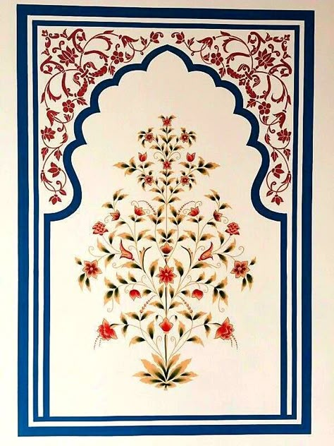 Mughal Flower Motif, Traditional Wall Paint, Mughal Flower, Mughal Art Paintings, Mughal Architecture, Mughal Paintings, Pichwai Paintings, Islamic Art Pattern, Indian Folk Art