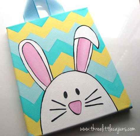 Easter Canvas Painting, Mini Toile, Easter Canvas, Easter Paintings, Kids Canvas Art, Holiday Canvas, Bunny Painting, Posca Marker, Kids Canvas