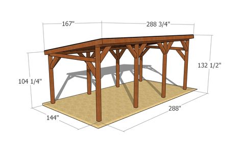 Single Car Lean to Carport - Free DIY Plans | HowToSpecialist - How to Build, Step by Step DIY Plans Detached Carport, Lean To Carport, Carport Addition, Lean To Roof, Carport Plans, Support Beam, Asphalt Roof Shingles, Wooden Posts, Gable Roof