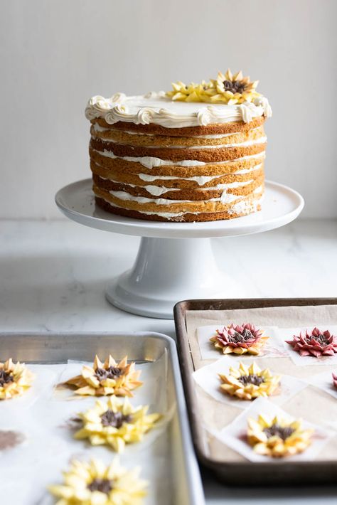 Honey Cake with Honey Buttercream - ZoëBakes Honey Ginger Cake, Twice Baked Honey Cake, Honey Smash Cake, Honey Filling For Cake, Cakes With Honey, Honey Cinnamon Cake, Honey Nut Cake, Honey Bee Cake Design, Honey Sponge Cake