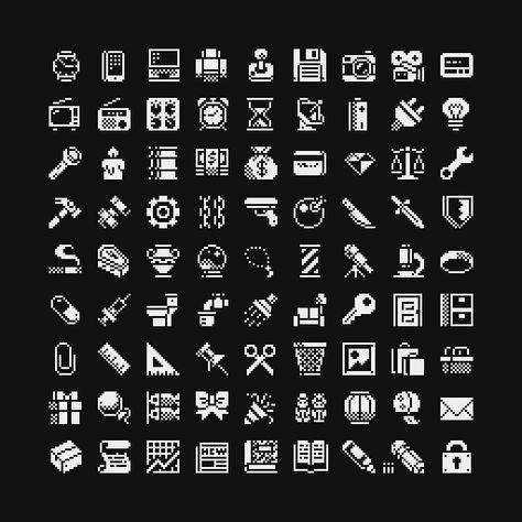 16 16 Pixel Art, Pixel Art Ui Design, Pixel Art Side Scroller, Monochrome Pixel Art, 1bit Pixel Art, 16 Pixel Art, 8bit Icons, 16 Bit Pixel Art, 1 Bit Pixel Art