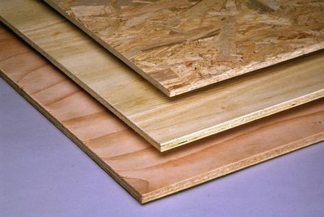 Plywood and OSB - sub flooring materials Painted Plywood Floors, Osb Plywood, Strand Board, Plywood Subfloor, Oriented Strand Board, Remove Oil Stains, Plywood Board, Plywood Flooring, Concrete Lamp