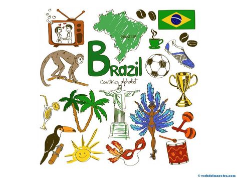 Paises en ingles-Brasil Map Of Brazil, Olympic Idea, Brazil Culture, Olympic Theme, Geography For Kids, Homeschool Geography, World Thinking Day, South American Countries, World Geography