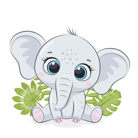 Cute little elephant is sitting in front... | Premium Vector #Freepik #vector #boy-sitting #elephant-cartoon #kids-sitting #elephant Cartoon Baby Animals, Cute Elephant Cartoon, Baby Animal Drawings, Elephant Drawing, Elephant Canvas, Cartoon Elephant, Cute Cartoon Drawings, Cute Cartoon Animals