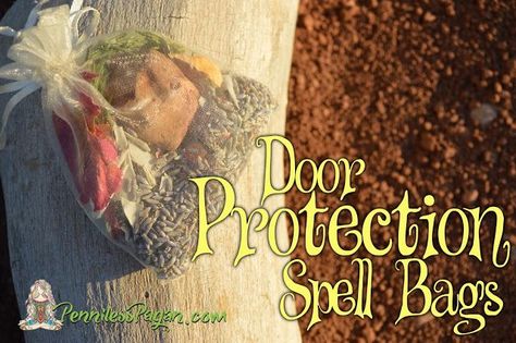 Protection Spell Bags from PennilessPagan.com  #Spell #Protection #Charm #Home #Pagan #Wiccan #Wicca #Witch Witchy Ways To Protect Your Home, Protection Charm Bag, Door Protection Spell, House Protection Spell, Secular Witch, Bottle Spells, Protection Jars, Apothecary Room, Spell Bags