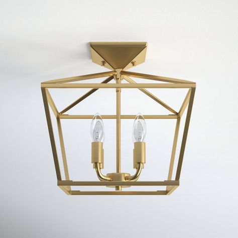 Birch Lane™ Ryebrook 2 - Light Flush Mount | Birch Lane Poolside Furniture, Wall Decor Storage, Lantern Chandelier, Rectangle Chandelier, Geometric Chandelier, Semi Flush Mount Lighting, Farmhouse Lighting, Metal Mirror, Semi Flush Mount