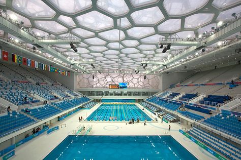 MORE ABOUT: National Aquatics Center (Watercube) – Beijing, China | moreAEdesign Pools Australia, Precedent Study, Sports Facility Architecture, Arch Sketch, Eco Friendly Building, Stadium Design, Airport Design, Beijing Olympics, Sport Hall