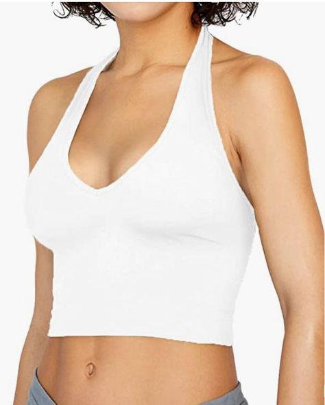 CLOZOZ Crop Tops for Women Halter Tops Going Out Tops V Neck Cropped Tank Tops for Women Sleeveless Backless Trendy Tops Comfortable Work Clothes, Crop Tops For Women, Oc Outfits, Basic Crop Top, Womens Halter Tops, Backless Crop Top, Trendy Tops For Women, Women Halter, Just Style