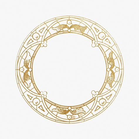 Art Nouveau Circle Frame, Circular Frame Design, Art Nouveau Circle, Circle Frame Design, Round Frame Design, Stained Glass Frames, Motifs Art Nouveau, Frame Collage, Circle Borders