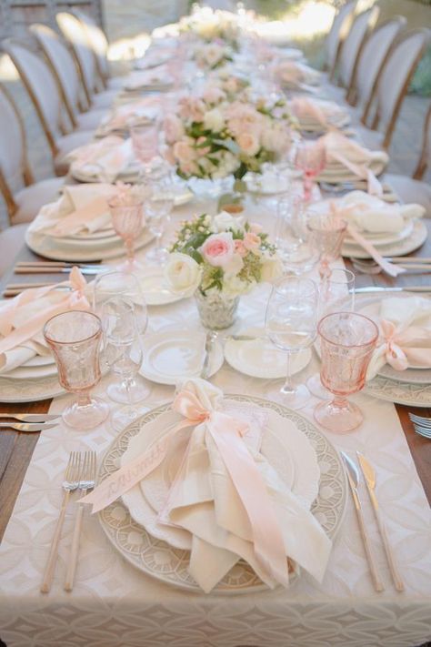 Glamorous + Romantic Sonoma Summer Wedding White And Blush Wedding Decor, Blush Wedding Decorations, Blush Pink Wedding Decorations, White And Blush Wedding, Easter Brunch Decorations, Brunch Decorations, Tea Party Table Settings, Blush Wedding Decor, Trendy Easter