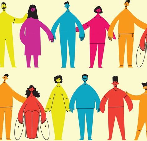 Our difference is our strength! #virinaflora #design #diversity #people #society #art #disabled #connection #future #characters Inclusivity Art, People Symbol, Ideal Community, Society Art, Manifesto Design, Diversity And Inclusion, Disabled People, Inclusive Design, Collage Wall