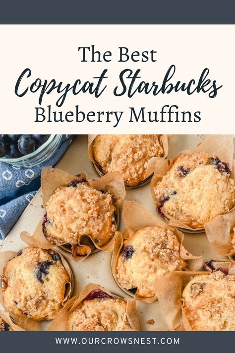 Easy and delicious Copycat Starbucks Blueberry Muffins stuffed full of fresh blueberries and topped with a delightful brown sugar streusel! #easymuffins #blueberrymuffins Blueberry Pie Muffins, Starbucks Muffins Copycat, The Best Blueberry Muffins Ever, My Favorite Muffin Copycat Recipes, Blueberry Streusel Muffins Recipe, Streusel Blueberry Muffins, Best Blueberry Muffins Recipe, Large Blueberry Muffins, Blueberry Strudel Muffins