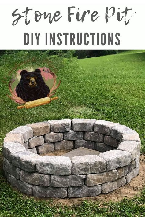 Diy Stone Fire Pit, Campsite Ideas, Make A Fire Pit, Backyard Homestead, Bonfire Pits, How To Build A Fire Pit, Outdoor Fire Pit Designs, Fire Pit Kit, Rustic Backyard