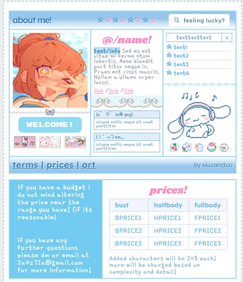 For 2a0z72 on Discord! Made with the free Carrd plan Carrd Inspo Template Commission, Carrd Inspo Art Commissions, Carrd Inspo Commission, Carrd Webcore, Carrd Commission Ideas, Spacehey Profile, Strawpage Inspiration, Aesthetic Carrds, Notion App Template