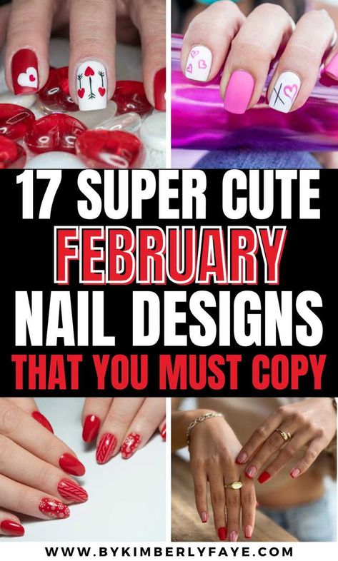 Prepare for the month of love with these 17 Super Cute February Nail Designs That You Must Copy, february nail designs, february nail designs 2024 february nail designs valentines day, february nail designs short, february nail designs almond, february nail designs french tips, february nail designs square, february nail designs coffin, february nail designs pink Short Nail Ideas February, Cute Valentines Nails Coffin, Nail Art For February, Feb Gel Nails, Blue And Pink Valentine Nails, Nails Design February, Cute Nails For February, Valentine Nail Designs 2024, Floral Valentines Nails