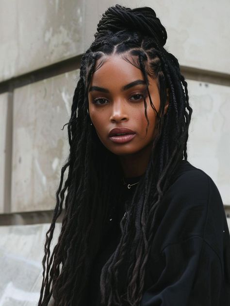 Explore the Timeless Appeal of Long Box Braids Women Hair Braiding Styles, Braids And Afro Hairstyles, Black Woman Braids Aesthetic, Medium Thick Braids, Tinashe Braids, Narcissa Braids, Long Loc Updo Styles Women, Persian Hairstyles, Black Hair Twists