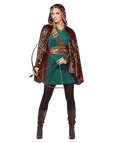 Adult Robin Hood Costume - Spirithalloween.com Robinhood Costumes, Archery Costume, Robin Halloween Costume, Halloween Costumes Ideas For Women, Huntress Costume, Archer Costume, Robin Hood Costume, Eve Costume, Robin Hood Disney