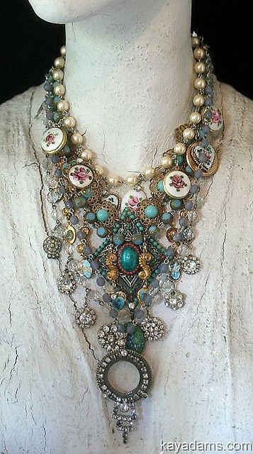 . Treasure Necklace, Kay Adams, Vintage Assemblage Jewelry, Found Object Jewelry, Jewelry Magazine, Junk Jewelry, Assemblage Necklace, Vintage Assemblage, Vintage Jewelry Crafts