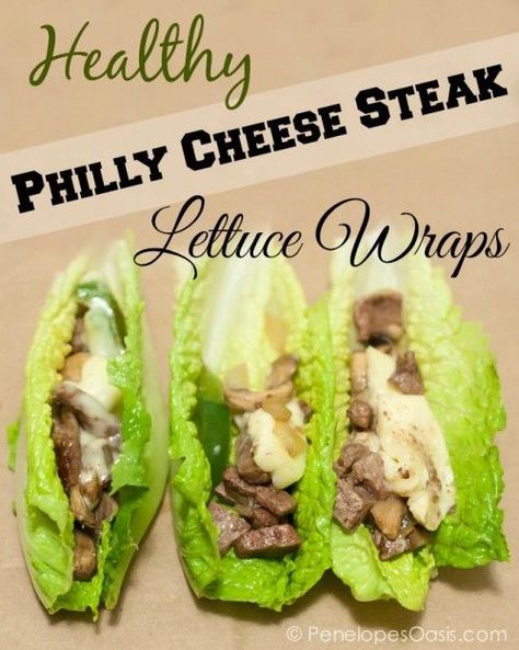 Healthy Philly Cheese Steak, Steak Lettuce Wraps, Cheese Steak Sandwich Recipe, Salat Wraps, Appetizer Wraps, Lettuce Wraps Recipe, Philly Cheese Steak Recipe, Cheesesteak Recipe, Lettuce Wrap Recipes