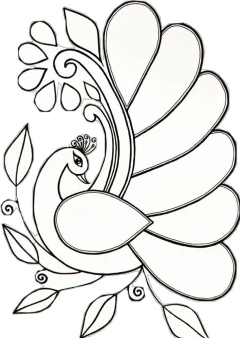 Ready Rangoli, Easy Coloring Pages For Kids, Peacock Embroidery Designs, Modern Hand Embroidery Patterns, Peacock Embroidery, Flower Pattern Drawing, Embroidery Hoop Art Diy, Modern Hand Embroidery, Aari Design