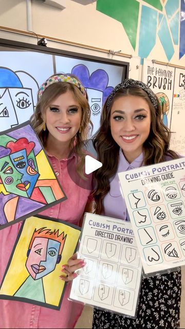 Stephanie Osmundson & Loreal Hemenway on Instagram: "“EVERY CHILD IS AN ARTIST” whether they have an art class or not!! -Pablo Picasso (kindaaaa) 😂🎨🖌️🖼️💗✨ Comment “cubism” for the link 🔗🔗🔗 Bringing classes everywhere feasible and simple art lessons that can effortlessly be tied to ELA or SocSci standards 🤗 This art lesson resource is a great option for teachers trying to integrate art into the classroom and for art teachers who want a simple lesson that makes a large impact. Our students loved this lesson so much because they got to experiment with Cubism while testing the boundaries of what they usually expect from a portrait. This resource comes with: - Step-by-Step Cubism Portrait directed drawing tutorial - Drawing starting template - Six face stencils - Cubism Portrait drawin Picasso Self Portrait Art Lesson, Picasso Cubism Portraits, Picasso Inspired Art For Kids, Picasso Self Portrait For Kids, Picasso Portraits For Kids, Picasso Faces For Kids, Picasso Art For Kids, Picasso Art Lesson, Simple Art Lessons