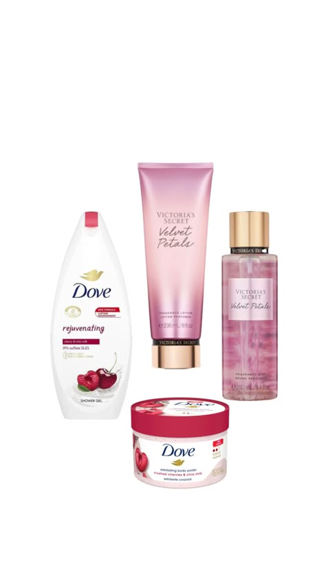 scent combo #scentcombo #dovebodywash #dovebodyscrub #victoriassecret #velvetpetals Velvet Petals Aesthetic, Victoria Secret Scent Combo, Velvet Petals Victoria Secret Combo, Pure Seduction Scent Combos, Shower Combo Products, Pure Seduction Combo, Body Wash Combo, Sent Combos, Victorias Secret Perfumes