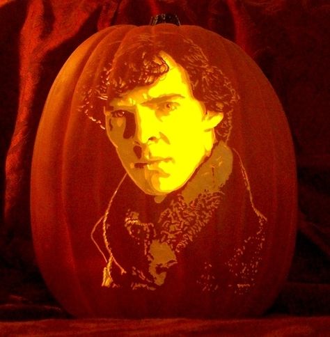 Benedict Cumberbatch | 38 Pumpkins Carved Like Famous People Lantern Image, Parts Of A Pumpkin, Pumpkin Carving Designs, Benedict Cumberbatch Sherlock, Halloween Pumpkins Carvings, Halloween Jack, Pumpkin Crafts, Benedict Cumberbatch, Sherlock Holmes