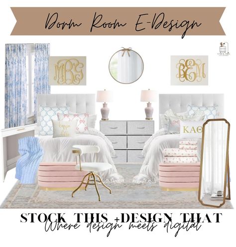 ✨Exciting news!✨ We added some Love Shack Fancy vibes to our dorm room and girl room collections! 💕🌹🌷 👉🏻stockthisdesignthat.com - purchase your e-design package for $250 and we’ll send you all of the links to the products and help you get your dorm room put together! We’ll also send you an essentials cheat sheet✏️ #loveshackfancy #dormroom #girlsdormdecor #girlsroom Pretty Dorm Room, Dorm Room Checklist, Room Checklist, Dorm Desk, Dream Dorm, Sorority House, Fancy Bows, Dorm Room Designs, Love Shack Fancy