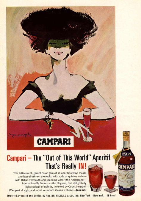 Stir craze: how the negroni became the cocktail of 2021 | Cocktails | The Guardian Alcohol Ads, Campari And Soda, Vintage Alcohol, Light Cocktails, Famous Cocktails, Jungle Birds, Cocktail Illustration, Italian Posters, Unique Drink