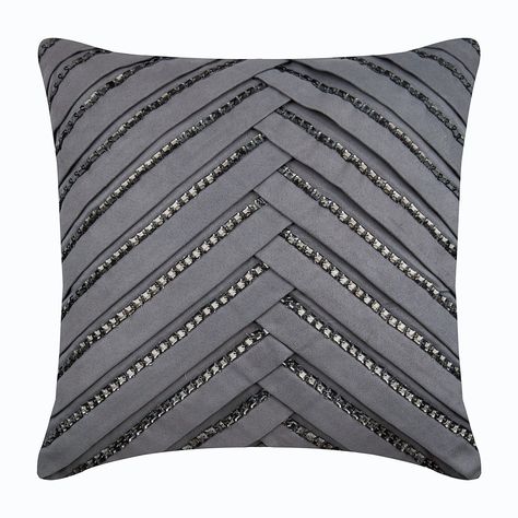 Crystal Designer Throw Pillows Cover, 16"x16" Grey Suede Pillow Covers, Square Pintucks with Crystal Pillow Cover - Penthouzz https://etsy.me/2Tjw8OD #housewares #pillow #grey #living #square #coveronly #striped #suede Striped Couch, Suede Throw Pillows, Grey Pillow, Bed Pillow Covers, Suede Pillows, Faux Suede Fabric, Striped Cushions, Couch Cushions, Grey Bedding