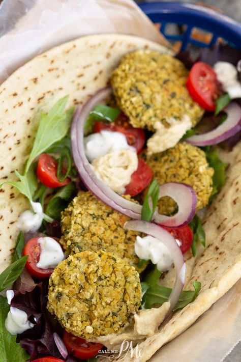 Canned Chickpea Baked Falafel is a healthy, earthy, aromatic recipe that's full of flavor & texture. Weeknight friendly ready in 30 minutes. #falafel Chickpea Baked, Healthy Buffet, Falafel With Canned Chickpeas, Garlic Hummus Recipe, Chicken Soup Crockpot, Lunch Box Ideas For Kids, 30 Minute Meals Healthy, Whole Chickens, Easy Dinner Recipe Ideas