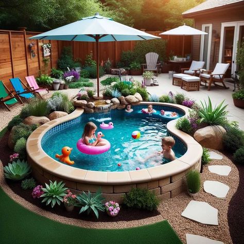 Discover 38 Small Backyard Pool Ideas: Maximizing Your Outdoor Oasis » HomeDecorFull Florida Back Patio Ideas, Small Backyard Pool Landscaping Ideas, Pretty Backyards With Pool, Back Yard With Pool Area, Small Pool Design Budget, Little Pools Backyard, Pool In Small Backyard Ideas, Yard Oasis Ideas, Splash Pools Backyard