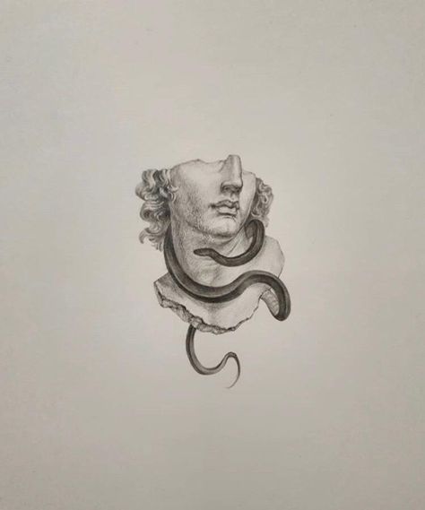 Statue Tattoo, Greek Mythology Tattoos, Mythology Tattoos, Medusa Tattoo, Greek Tattoos, Inspiration Tattoos, Śliczne Tatuaże, Tattoo Style Drawings, Small Tattoos For Guys