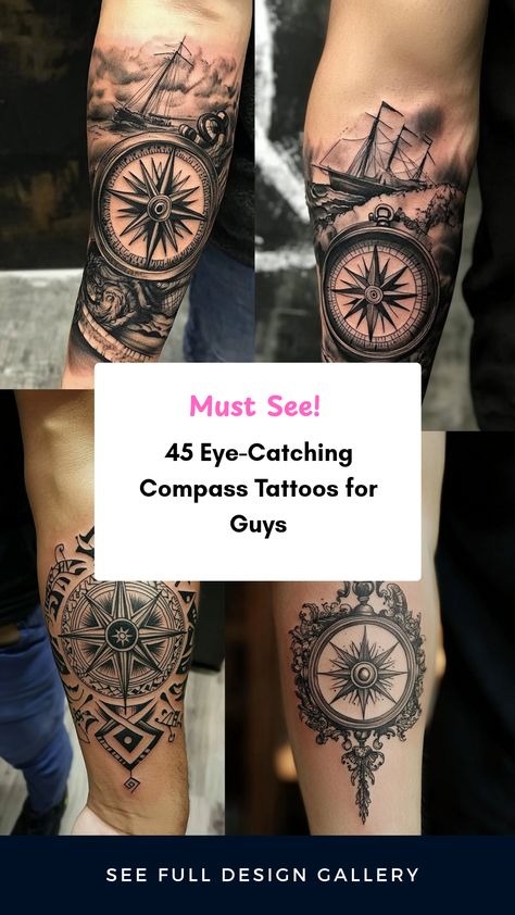 Are you a guy searching for the perfect compass forearm tattoo? Look no further! We’ve pulled together 45 incredible compass tattoo designs that will grab attention and showcase your adventurous spirit. Whether you want a classic compass design or one with added personal elements, each tattoo is a statement on your forearm. From intricate details to bold lines, these tattoos perfectly highlight your love for exploration and style. Explore these unique ideas today to find the design that speaks to you! Compass Tattoos For Guys, Realistic Compass Tattoo Design, Compass Tattoo Shoulder, Nautical Compass Tattoo Men, Compass Forearm Tattoo, Four Elements Tattoo, Vintage Compass Tattoo, Forearm Tattoos For Guys, Compass Tattoo Ideas